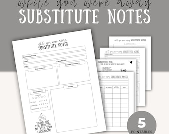 Substitute Teacher Notes Printable | Class Report, Reward Slips (PDF)
