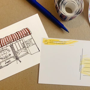 Aquarell Illustration Postkarten - Washington Höhen Community Series v.1: Saggio, Cafe Bunni, Le Cheile, Word Up, Piragua Cart