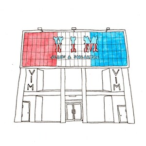 V.I.M., 2020 Storefront Illustration, 181st Street, Washington Höhen, Manhattan, New York City, Aquarell Druck