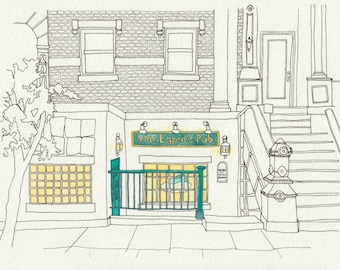 How I Met Your Mother TV Show, MacLaren's Pub, New York City, Watercolor Print