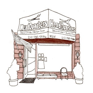 HeadQuarters, 2020 Storefront Illustration, 181st Street, Washington Höhen, Manhattan, New York City, Aquarell Druck