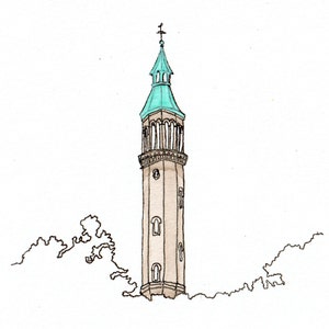 Highbridge Water Tower, 2020 Landmark Illustration, Highbridge Park, Washington Heights, Manhattan, New York City, Watercolor Print