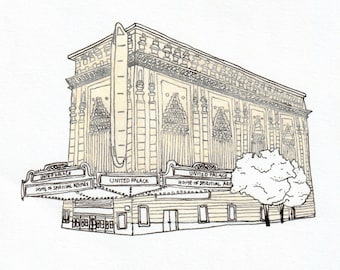 United Palace Theater, 2020 Landmark Illustration, 176th Street, Washington Heights, Manhattan, New York City, Watercolor Print