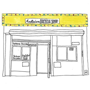 Bicycle Repair Shop, 2020 Storefront Illustration, Amsterdam & 158th Street, Washington Heights, Manhattan, New York City, Watercolor Print