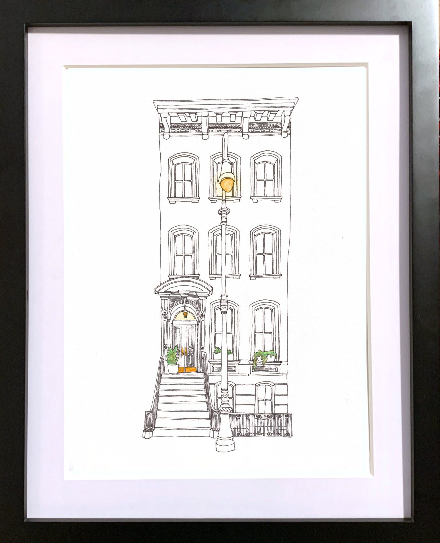 Carrie Bradshaw's Brownstone Apartment, Sex and the City TV Show, West Village, New York City, Watercolor Painting, Hand Painted Original