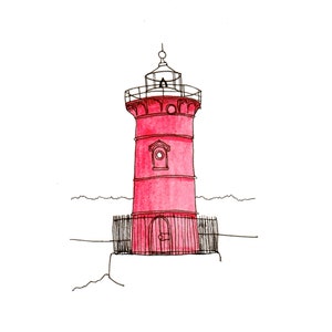 Little Red Lighthouse, 2020 Landmark Illustration, Fort Washington Park, Riverside Park, Manhattan, New York City, Watercolor Print image 1