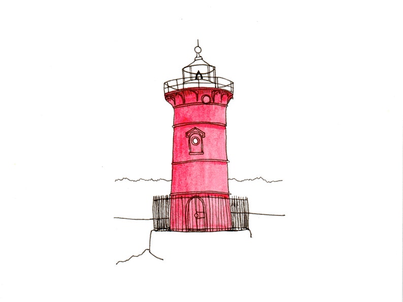 Little Red Lighthouse, 2020 Landmark Illustration, Fort Washington Park, Riverside Park, Manhattan, New York City, Watercolor Print image 1