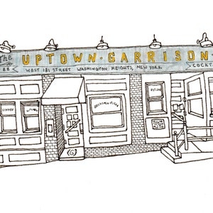 The Uptown Garnison, 2020 Restaurant Illustration, 181st Street, Washington Höhen, Manhattan, New York City, Aquarell Druck