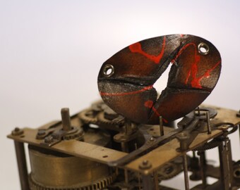 Leather eye patch, opened up blood spatter