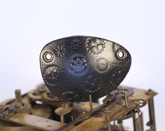 Leather eye patch, black and small cogs