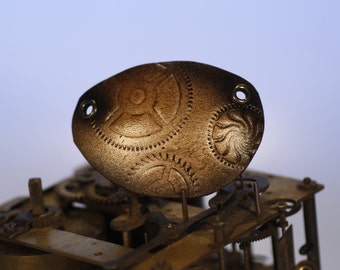 Leather eye patch, dark silver cogs