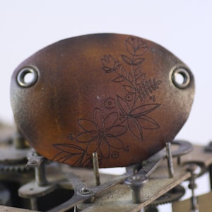 Leather eyepatch ,flowers , LEFT EYE