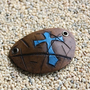 Leather eye patch, templar cross blue