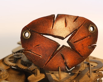 Leather eye patch, torn open