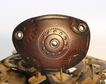 Leather eye patch, gears with peephole