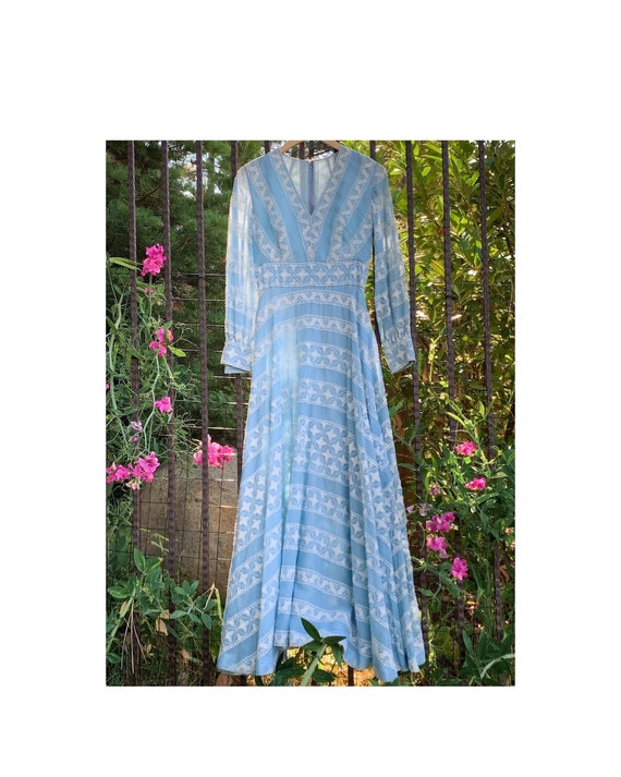 Blue Fairy Long Sleeve Embroidered Princess Dress