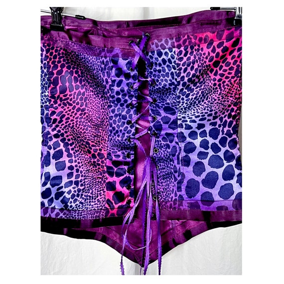 90s Grape Cheetah Set Lace Corset top and Wiggle … - image 6