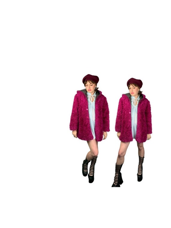 Vintage 90s Reversible Pink Fuzzy Jacket - image 3