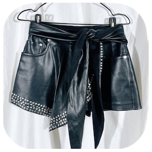 Alexander Wang Studded Leather Wrap Waist Shorts
