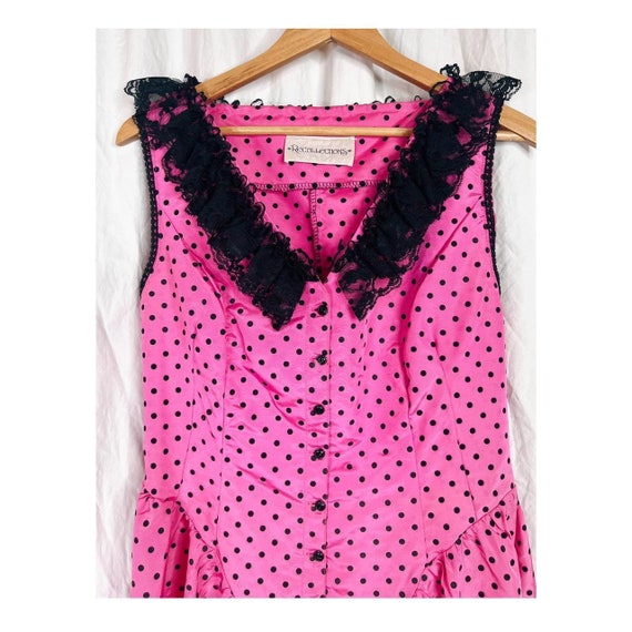 Vintage 80s Pink Polka Dotted dress - image 7