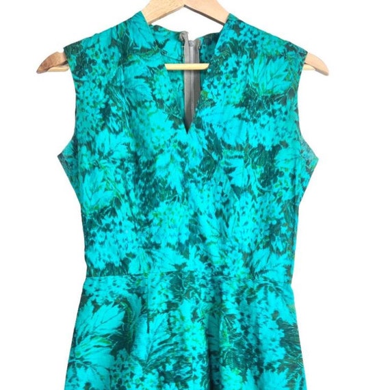 VTG 50s Green Floral Wiggle Dress - image 6
