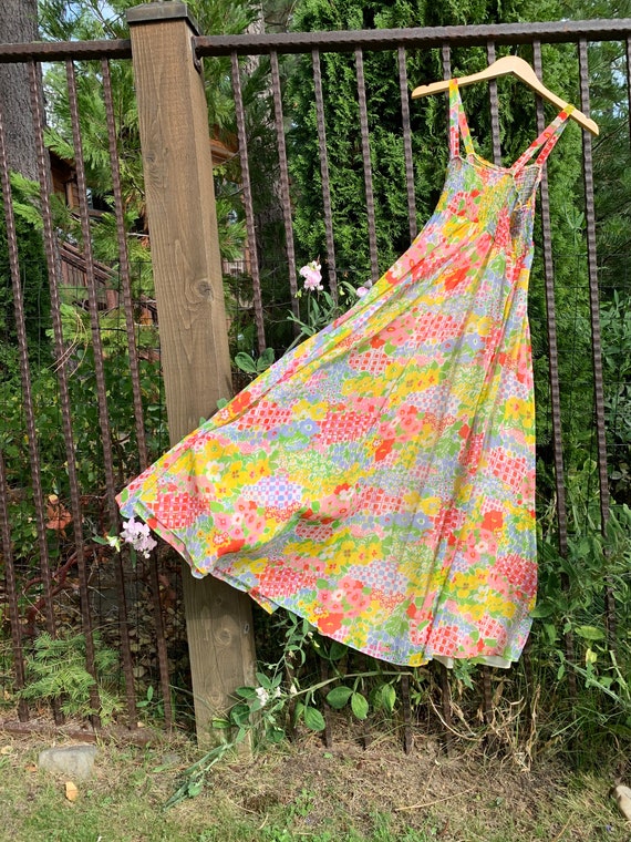 60s Psychedelic Spring Princess Dress with hooded