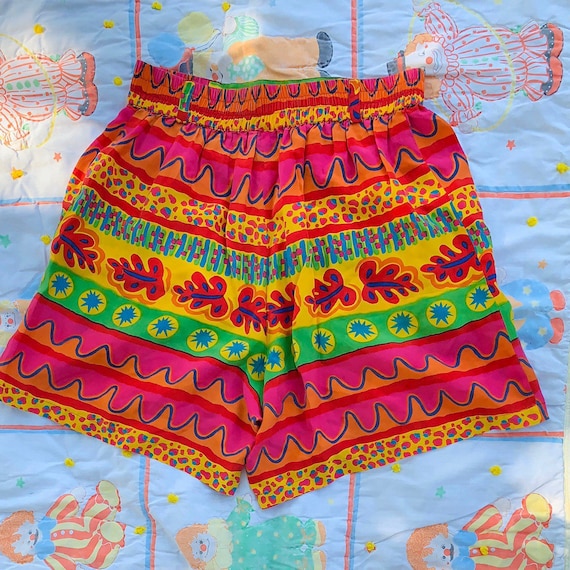 Rainbow Graphic Print Silk shorts