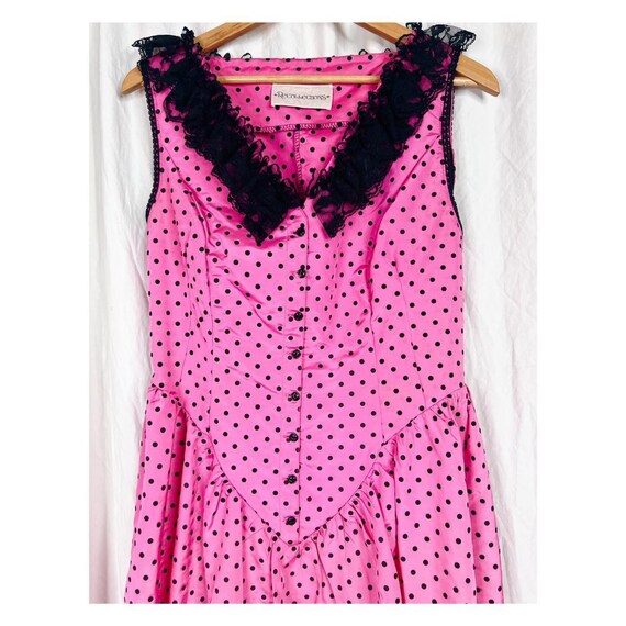 Vintage 80s Pink Polka Dotted dress - image 6