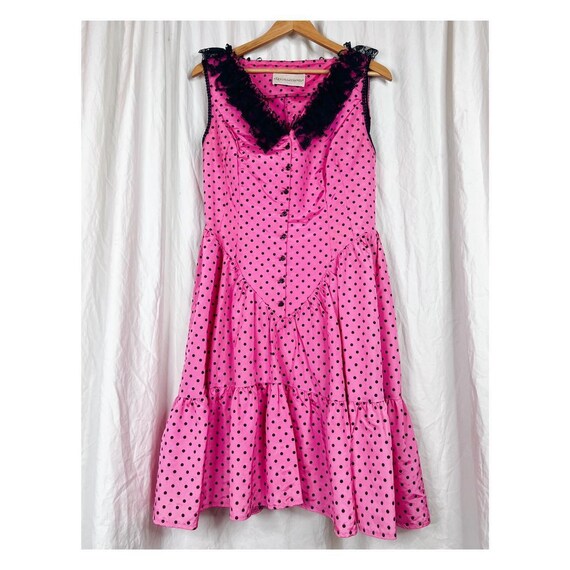 Vintage 80s Pink Polka Dotted dress - image 5