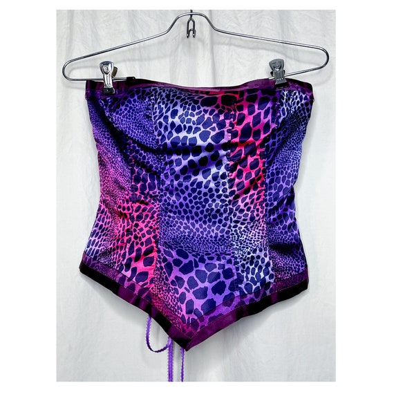 90s Grape Cheetah Set Lace Corset top and Wiggle … - image 4