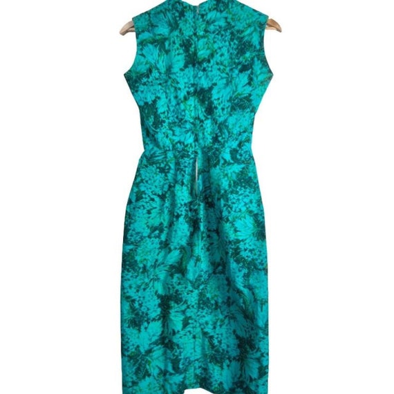 VTG 50s Green Floral Wiggle Dress - image 4