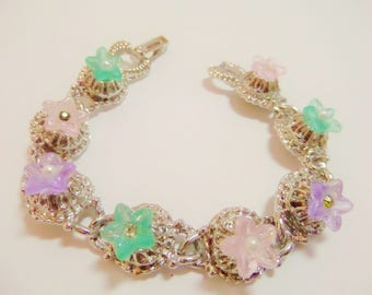 Everlasting Spring Blossom Silver tone Bracelet