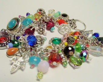 Upcycled Bling Charm Bracelet- "Baubles and Bling".