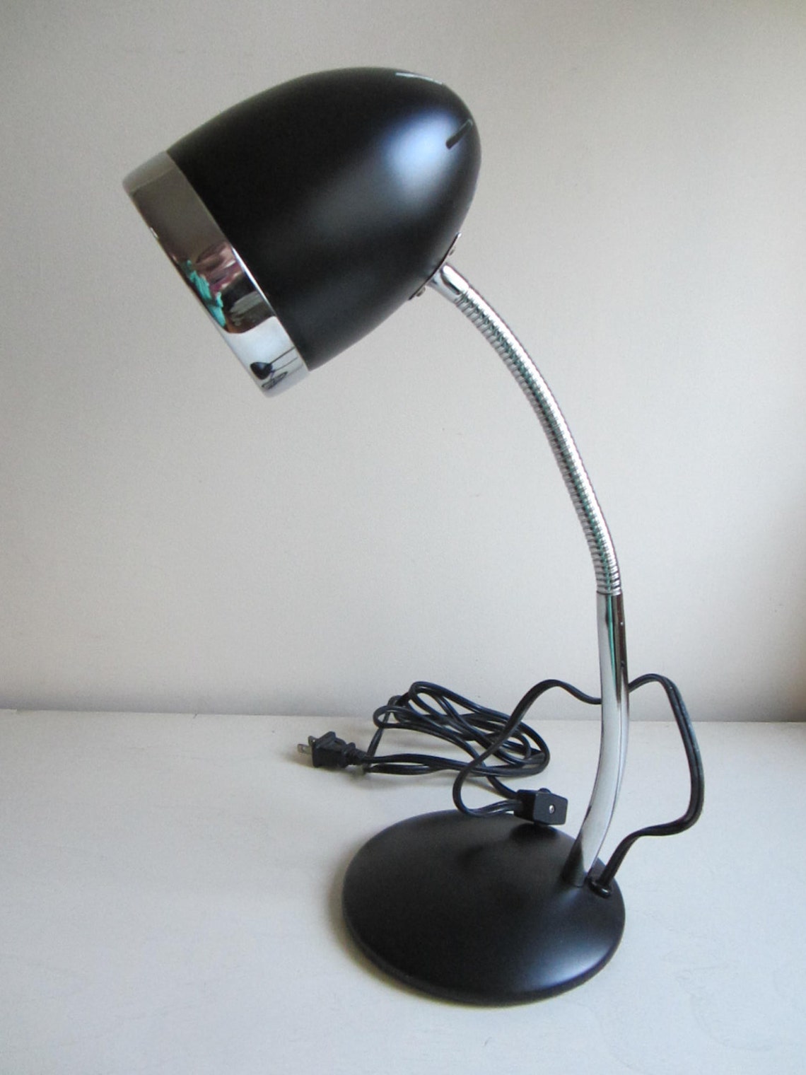 Vintage Gooseneck Desk Lamp / Black Metal & Chrome / Flexible Etsy