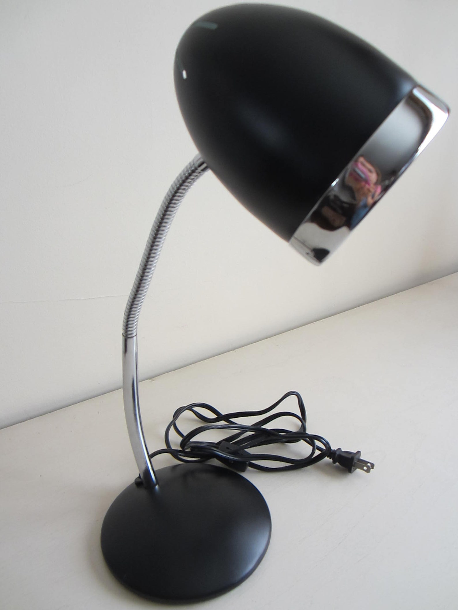 Vintage Gooseneck Desk Lamp / Black Metal & Chrome / Flexible Etsy