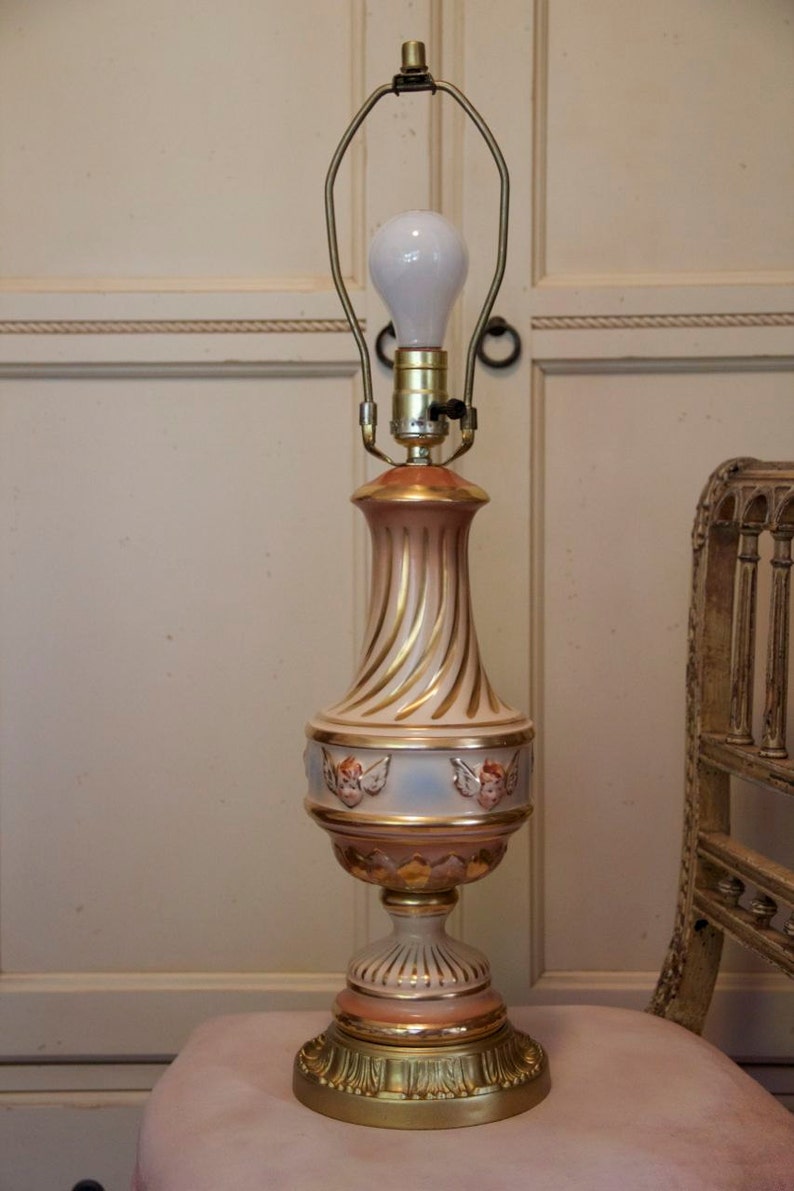 Vintage Porcelain Cherub Table Lamp / Mid Century / Cottage Etsy