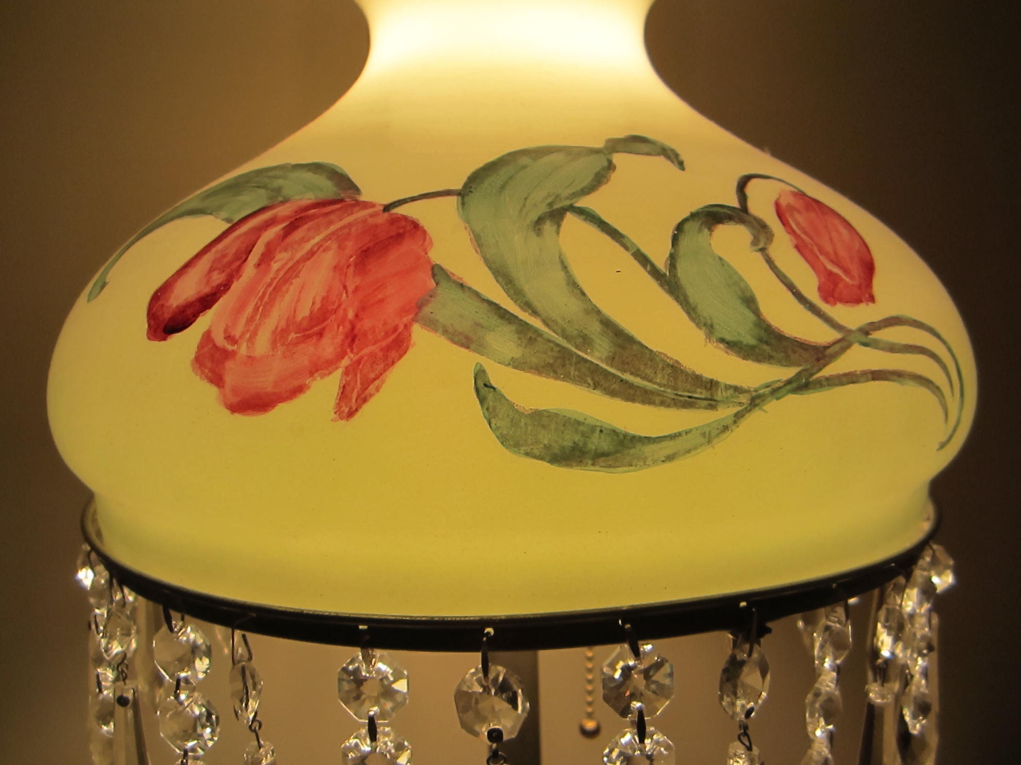 Vintage Chandelier Table Lamp / Handpainted Hurricane Globe / Etsy
