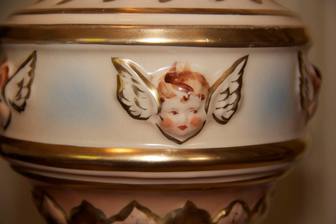 Vintage Porcelain Cherub Table Lamp / Mid Century / Cottage Etsy