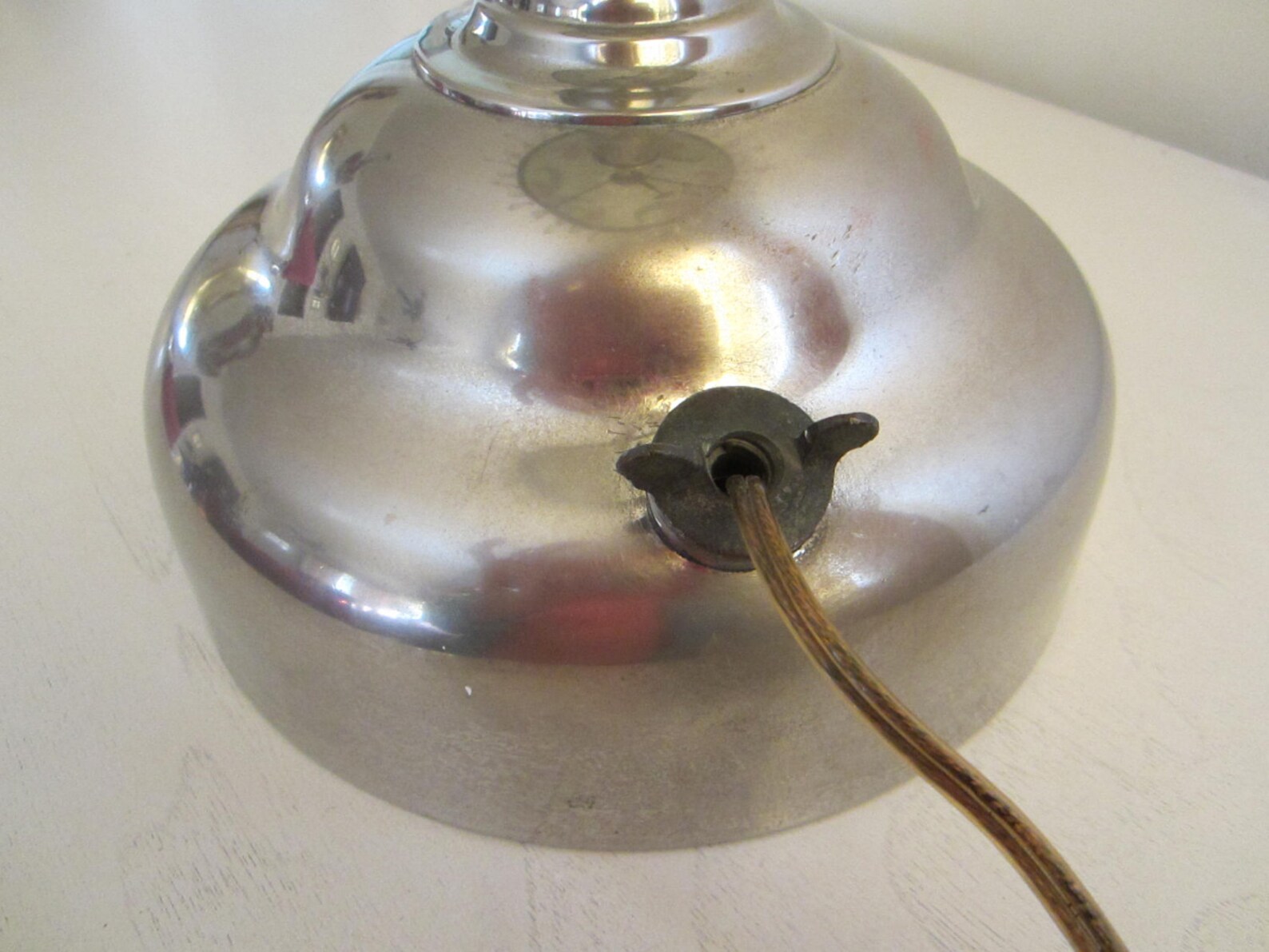 Vintage Chandelier Table Lamp / Handpainted Hurricane Globe / Etsy