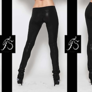 Liquid leggings - extra long. Holographic leggings. Faux leather pants - shiny leggings.