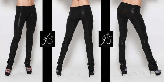 wet look leather leggings womens