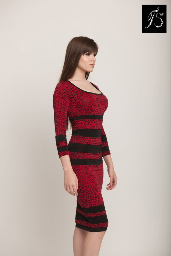 Red Leopard Print Dress