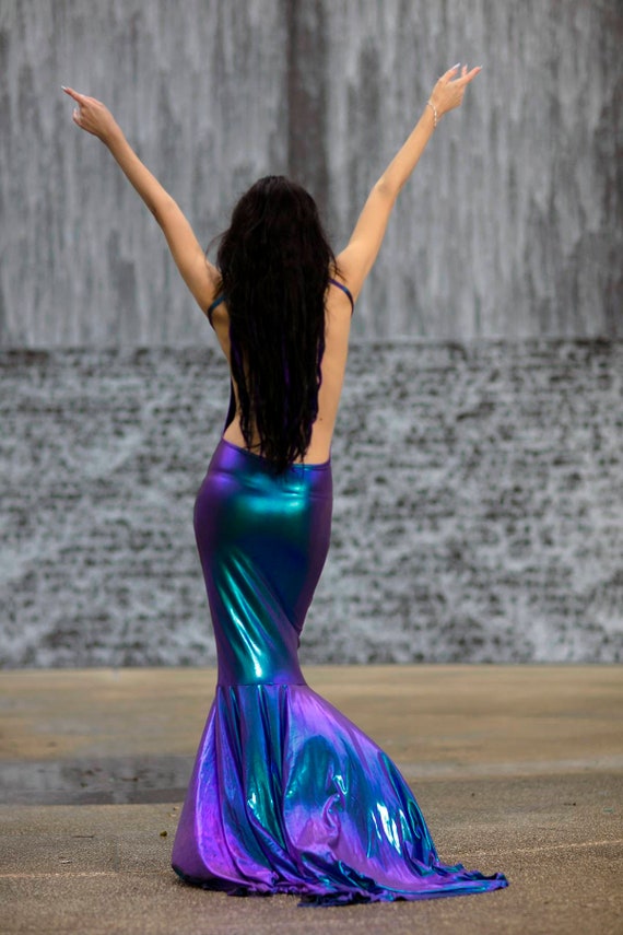 Mermaid Prom Dress Holographic Dress 