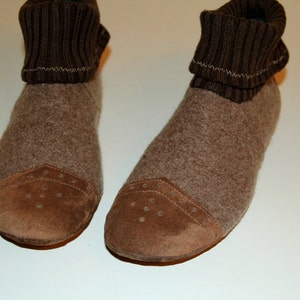 Women,men, kids eco-friendly boiled wool slippers boots ... FEEL like a barefoot ... Brown, indoor shoes, soft sole shoes