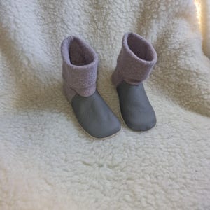 GREIGE kids Eco-friendly Leather and Boiled Wool Slipper Boots   |  FEEL like Barefoot  | Indoor Shoes | Soft Sole Shoes