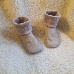 CREAM kids Eco-friendly Leather and Boiled Wool Slipper Boots   |  FEEL like Barefoot  | Indoor Shoes | Soft Sole Shoes
