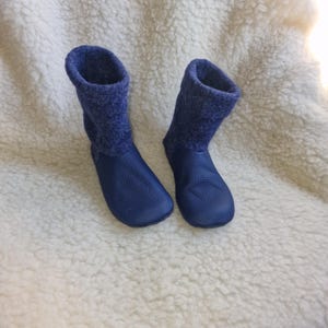 NAVY kids Eco-friendly Leather and Boiled Wool Slipper Boots   |  FEEL like Barefoot  | Indoor Shoes | Soft Sole Shoes