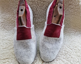 Women, Men, Kids eco-friendly boiled wool slippers Moccasins style ... FEEL like a barefoot ... LIGHT GRAY , indoor shoes, soft sole shoes