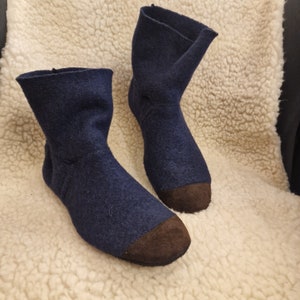 NAVY eco-friendly boiled wool slippers boots ... FEEL like a barefoot ... indoor shoes, soft sole shoes