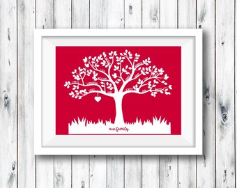 Printable Personalised Family Tree,  Family Tree Print, mother's day, Gift for mum, Family Keepsake, Anniversary Gift, Birthday,Family Tree,